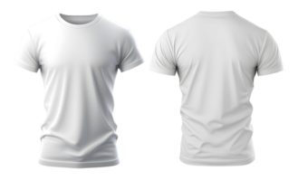 enkel vit t-shirt attrapp mall, med utsikt, framsida, tillbaka, redigerad ai genererad illustration med transparent bakgrund png Miniatyr