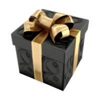 nero regalo scatola con oro nastro avvolgere. elegante e lussuoso. celebrazione elementi. per Natale, compleanno, anniversario, nuovo anno, saldi, eccetera, creare ai png