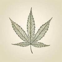 Marijuana leaf. Hand drawn design element cannabis. Vintage black vector engraving illustration for label, poster, web. . photo