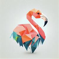pink flamingo standing in front of a white background. . photo