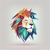 bajo poligonal ilustración de un leones cabeza. generativo ai. foto