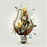 light bulb with flowers inside of it. . photo