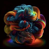 multicolored ball of yarn sitting on top of a table. . photo