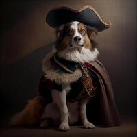 dog dressed up in a pirate costume. . photo