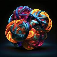 colorful ball of yarn on a black background. . photo
