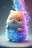 close up of a stuffed animal with smoke coming out of it. . photo