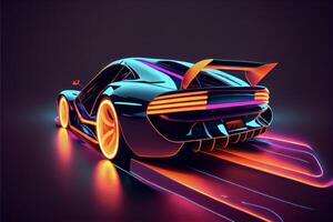 close up of a car with neon lights. . photo