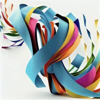 bunch of colorful ribbons on a white surface. . photo