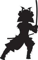 Japanese Samurai Warrior in Silhouette History Illustration vector