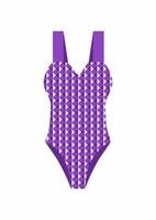 Female one-piece swimsuit. Modern stylish purple swimwear. Women swimming clothes. Flat vector illustration.