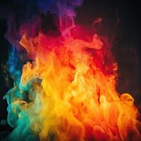 Colorful rainbow fire, gay pride flag colors, LGBT community flag. photo