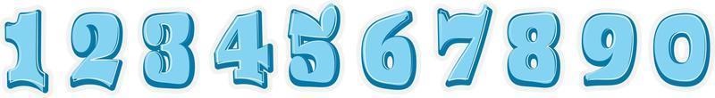 Graffiti Style Numbers Blue Vector Set