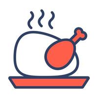 Roasted chicken served in a tray, turkey vector design