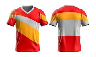 colorful sport shirt mockup, front and back view, png