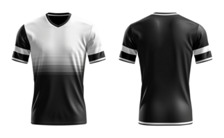 bianca e nero gli sport maglia modello, davanti e indietro Visualizza, generativo ai png