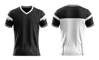 white and black sports jersey mockup, front and back view, generative ai png