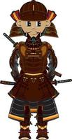 Cartoon Japanese Samurai Warrior History Illustration vector