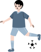 Junge spielen Fußball Charakter Illustration png