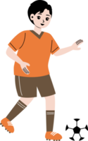 Junge spielen Fußball Charakter Illustration png