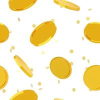 Golden flying coins seamless pattern vector