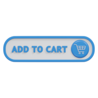 add to cart button 3d render, transparent background, click button png