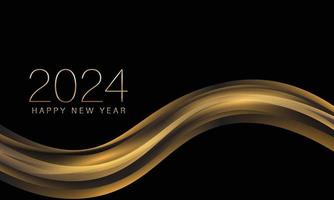 2024 New year with Abstract shiny color gold wave design element and glitter effect on dark background. For Calendar, poster design vector