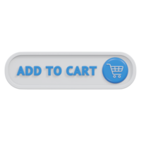 add to cart button 3d render, transparent background, click button png