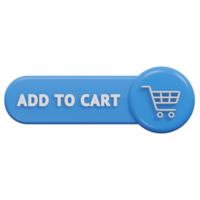 add to cart button 3d render, transparent background, click button png
