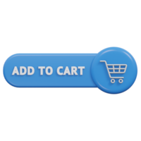 add to cart button 3d render, transparent background, click button png