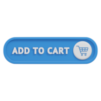 add to cart button 3d render, transparent background, click button png