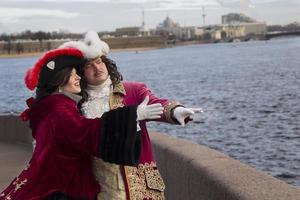 A man dressed as Peter the Great walks around St. Petersburg. photo