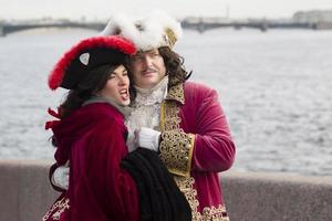 A man dressed as Peter the Great walks around St. Petersburg. photo