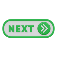 next button 3d render, transparent background, click button png