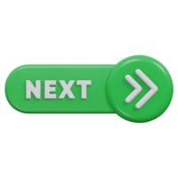 next button 3d render, transparent background, click button png