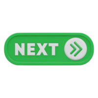 next button 3d render, transparent background, click button png