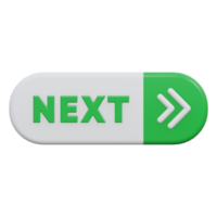 next button 3d render, transparent background, click button png