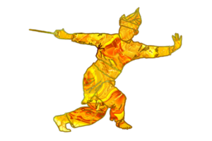 Nusantara warrior movement with traditional weapon had  blade  shape curve png