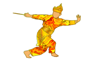 Nusantara Guerreiro movimento com tradicional arma teve lâmina forma curva png