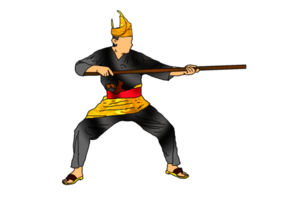 man learn Malaya Nusantara Martial Art practicing used rattan stick png