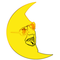 waning crescent moon had react face png