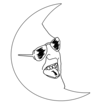 waning crescent moon had react face png