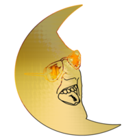 waning crescent moon had react face png