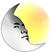 waning crescent moon had react face png