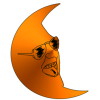 waning crescent moon had react face png