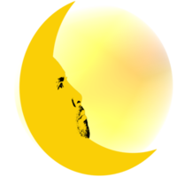 waning crescent moon had react face png