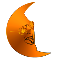 waning crescent moon had react face png