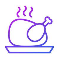 Roasted chicken served in a tray, turkey vector design