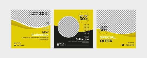 Editable template post for social media ad. web banner ads for promotion design with yellow and black color. vector