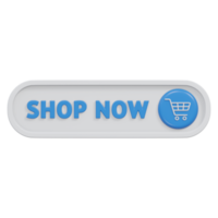 shop now button 3d render, transparent background, click button png