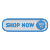 shop now button 3d render, transparent background, click button png